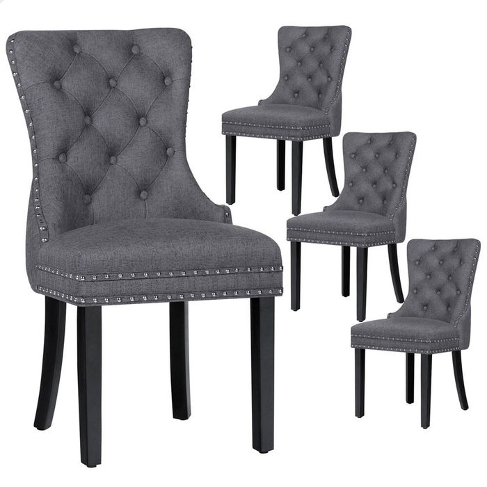 Alfordson Set Of 4 Dining Chairs Fabric Grey