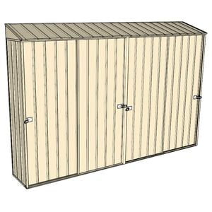 Build-a-Shed 0.4 x 3.0m Four Sliding Doors Garden Locker - Cream