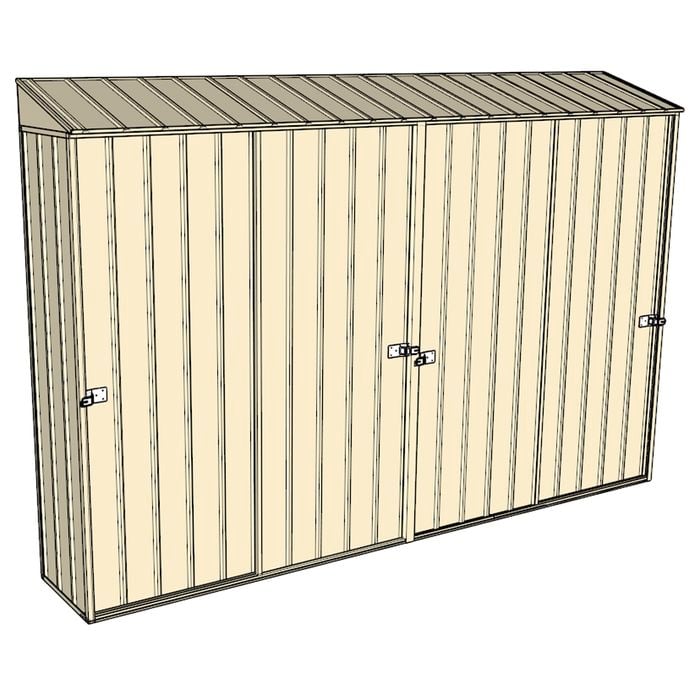 Build-a-Shed 0.4 x 3.0m Four Sliding Doors Garden Locker - Cream
