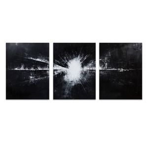 3pcs Abstract Black and White Light Print 100% Australian Made 3 x 40x60cm (Metal Print)