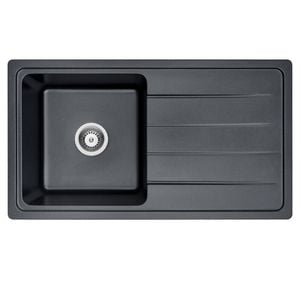 Amelie Deauville 864mm Quartz Sink W Drainer Matte Black