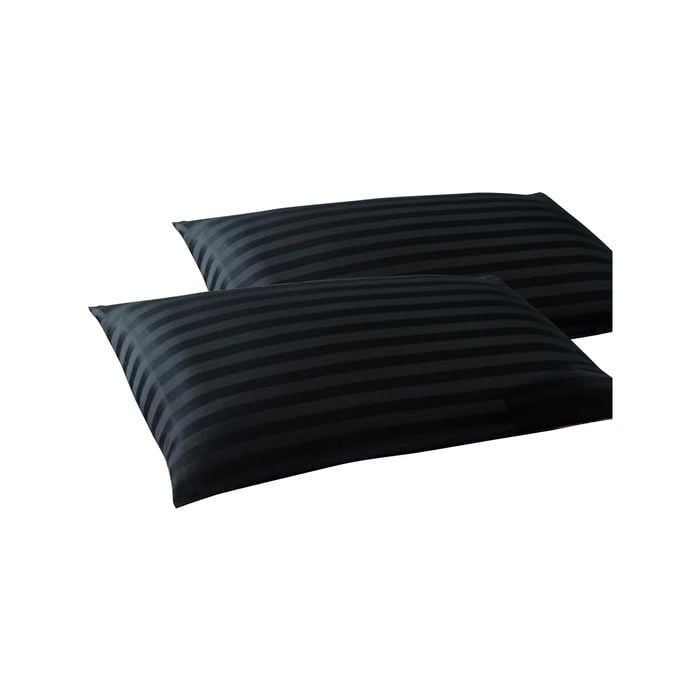CottonMore 100% Cotton 650TC Sateen Striped Black Pillowcases