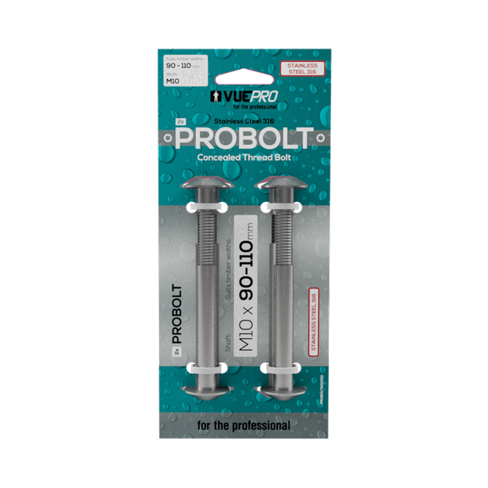 VUEPRO M10 90 - 110mm Stainless Steel Concealed Thread Bolt Probolt - 2 ...