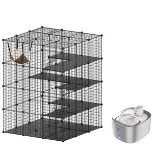 Advwin 4 Tiers Cat Cage  DIY Pet Crate Enclosures & 4L Pet Water Fountain Cat Dog Automatic Sensor Drink Dispenser