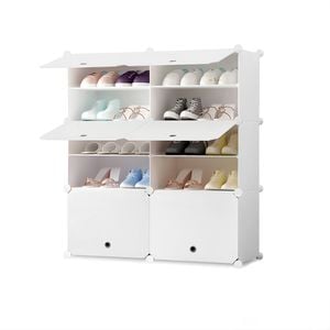 SOGA 5 Tier 2 Column Shoe Rack White