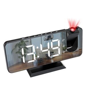 Catzon Led Mirror Alarm Clock With Projection Display Auto Dimmer-black