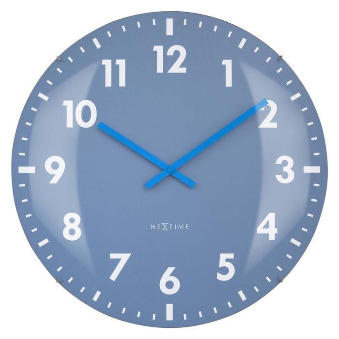 Nextime Duomo Glass Analogue 50cm Wall Clock - Blue