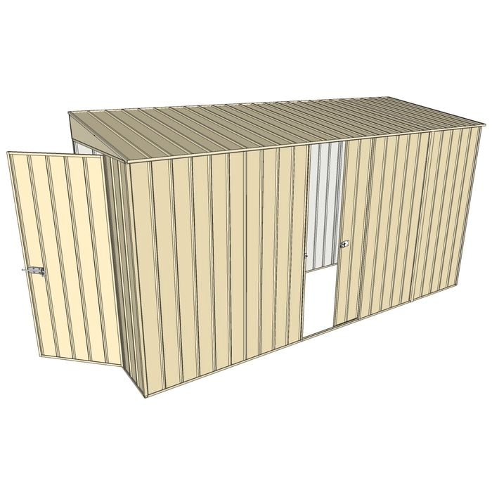 Build-A-Shed 1.2 x 3.7 x 2.0m Skillion Single Sliding Side Door Shed - Cream