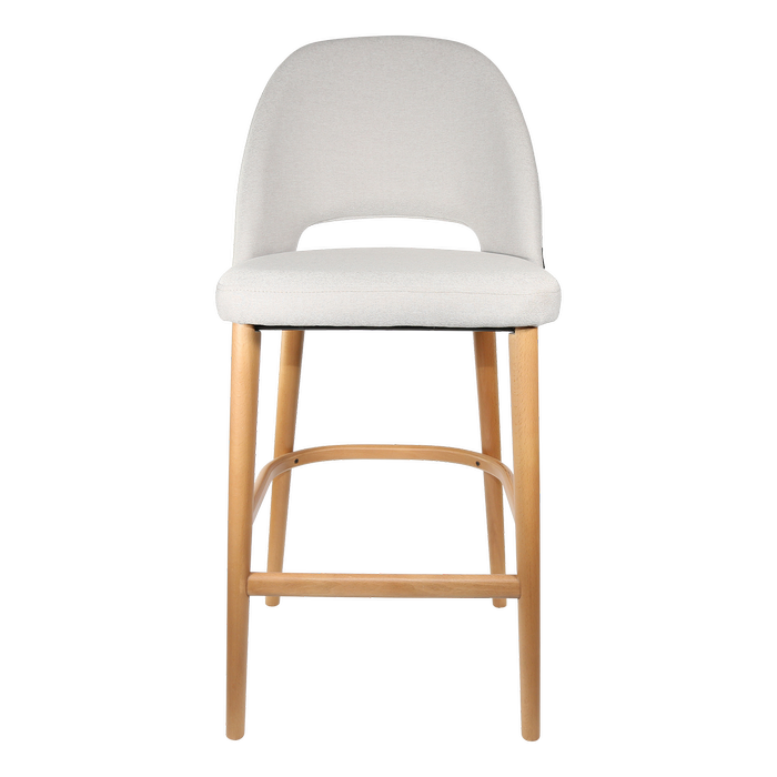 Durafurn 750mm High Light Grey Fabric Semifreddo Bar Stool with Natural Beech Wood Legs