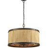 CLA Lighting Barrique Retro Drum Wood Pendant Light Large Bronze