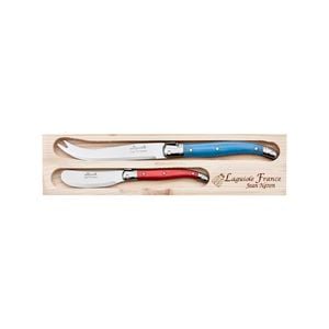 Laguiole Jean Neron 2pc Cheese Knife & Spreader Set - Mixed Colour