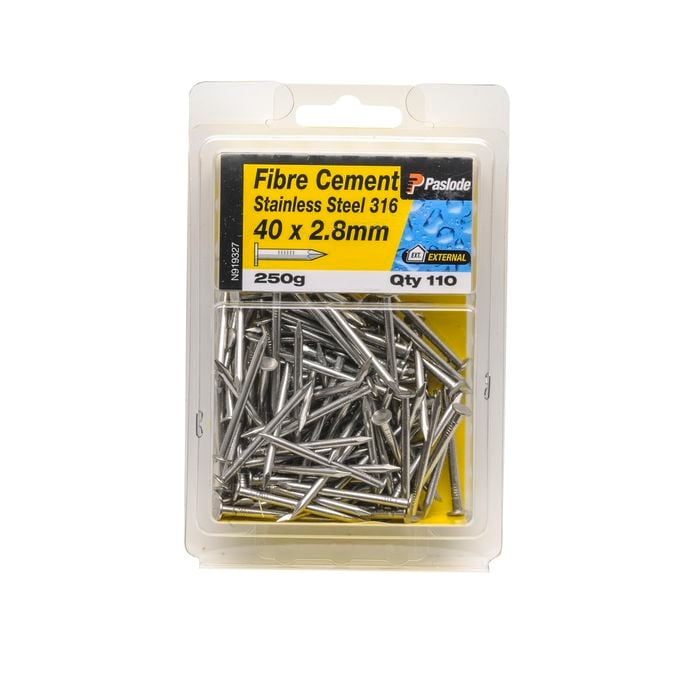 Paslode 40 x 2.8 250g Fibre Cement Stainless Steel Nails - 110 Pack