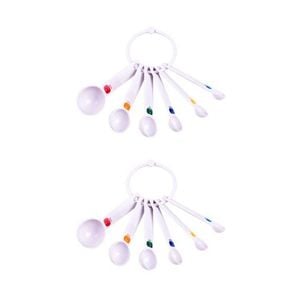 2x 6pc Appetito Plastic Measure Spoons Home Kitchen Cooking/baking Utensils Wht