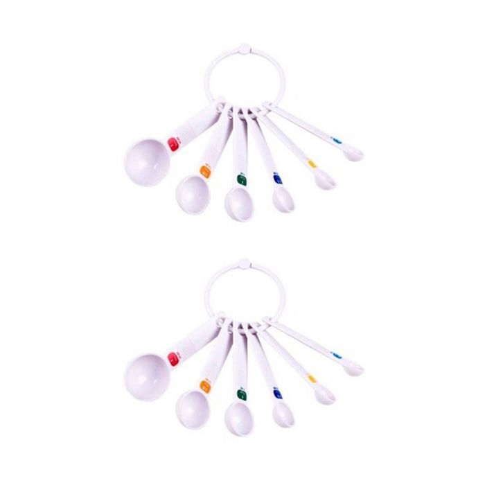 2x 6pc Appetito Plastic Measure Spoons Home Kitchen Cooking/baking Utensils Wht
