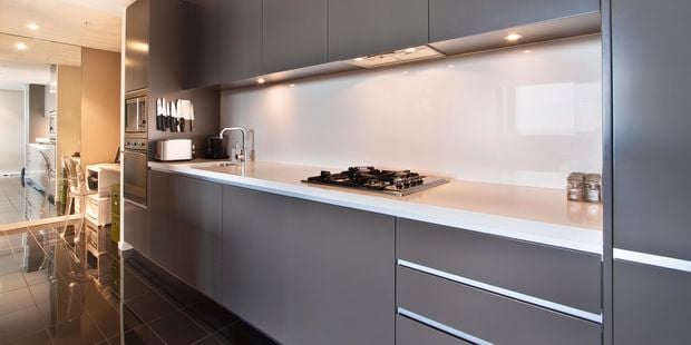 Kitchen with splashback.