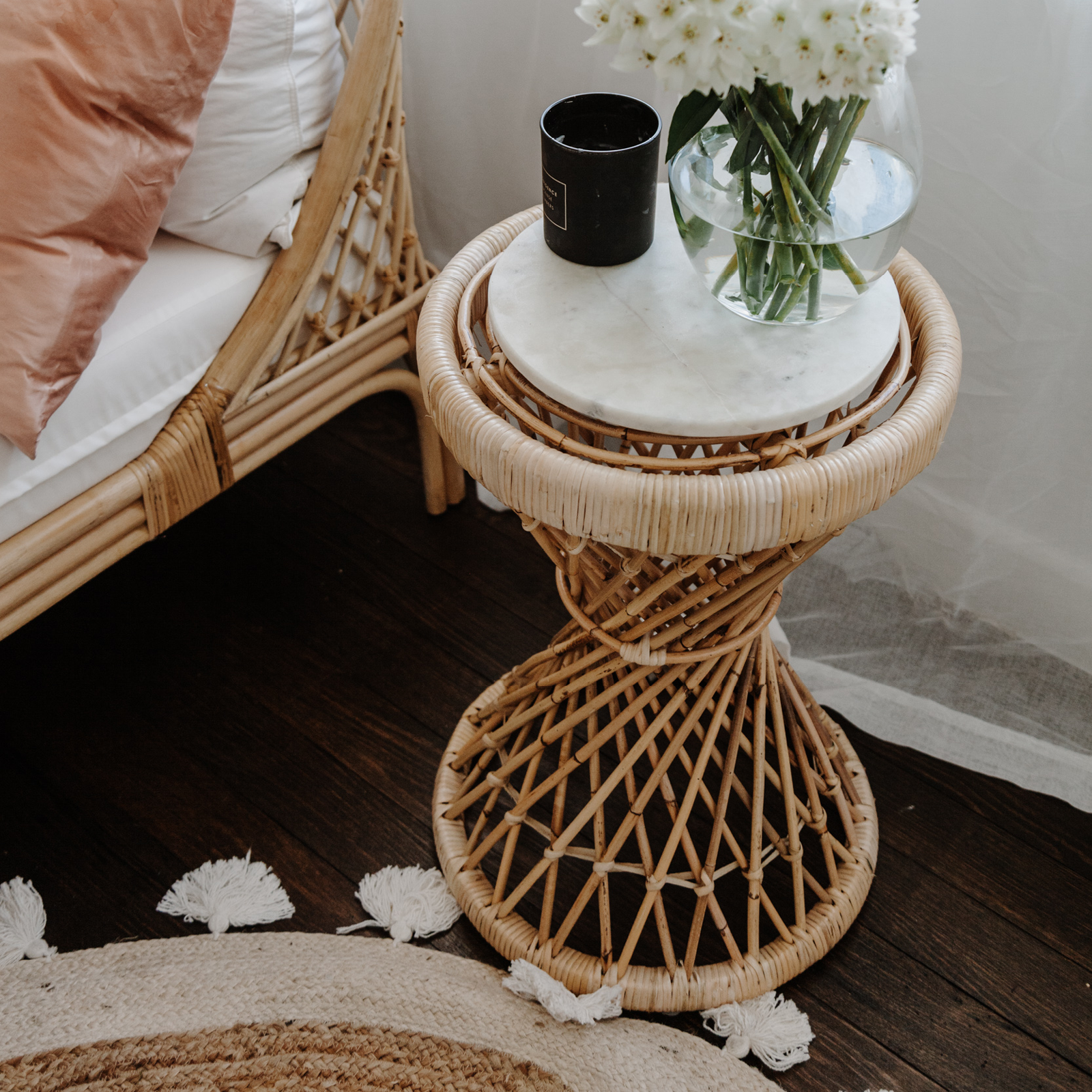 Home Bazar 57 x 41cm Rattan Byron Side Table Bunnings Australia