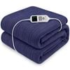 Laura Hill Xl Electric Heated Blanket Throw Soft Coral Fleece With 10 Heat Settings - Blue