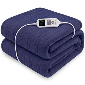 Laura Hill Xl Electric Heated Blanket Throw Soft Coral Fleece With 10 Heat Settings - Blue