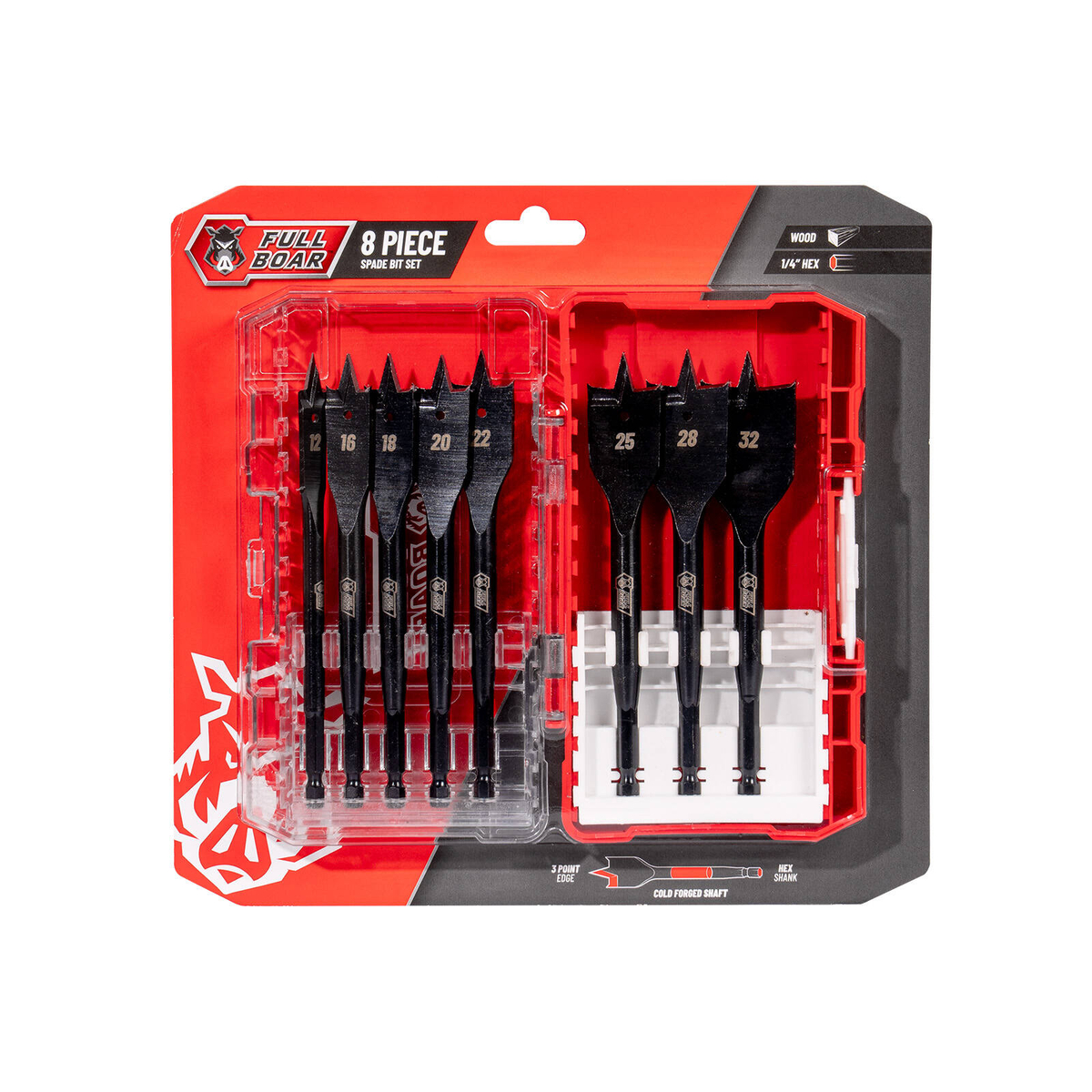 Full Boar 8 Piece Spade Bit Set - Bunnings Australia