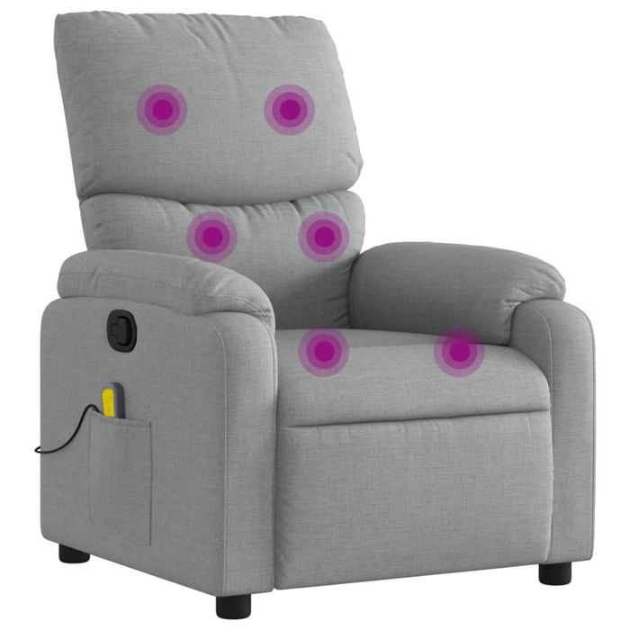 vidaXL Massage Recliner Chair Reclining Chair Single Sofa Light Grey Fabric