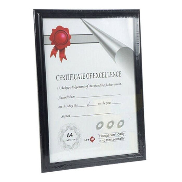 Unigift Certificate Glass Picture Photo Frame A4 21x29.7cm Black/Black