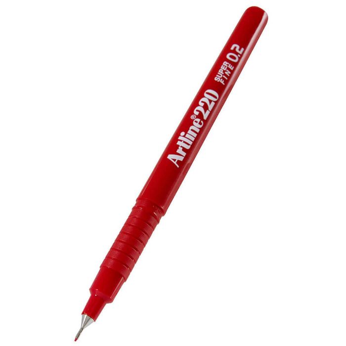 Artline Fineliner Superfine Pen 0.2mm (Box of 12) (Red)