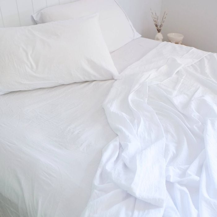 Royal Comfort Opulence Washed Microfibre Sheet Set Ultra Soft Bedding White King Single