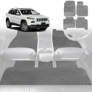 6D Diamond Car Floor Mats for Jeep Cherokee 2014-Current-Full Set-Grey-Outback GT