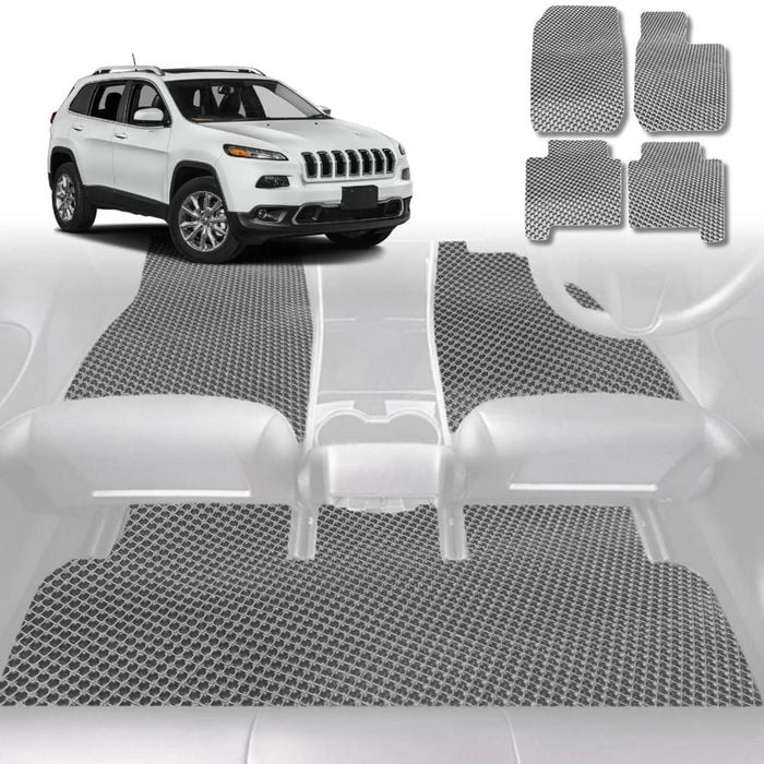 6D Diamond Car Floor Mats for Jeep Cherokee 2014-Current-Full Set-Grey-Outback GT