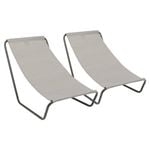 Folding Beach Loungers - Matt Black/Beige - Pack of 2