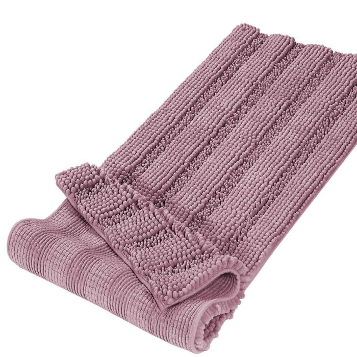 Smarcute 1 Piece - 119cm x 43cm Non-Slip Thick Soft Chenille Bath Mat Rug Mauve
