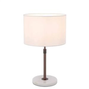 Telbix Placin Vintage Table Desk Lamp Light Fabric Metal Marble Bronze Ivory White Marble