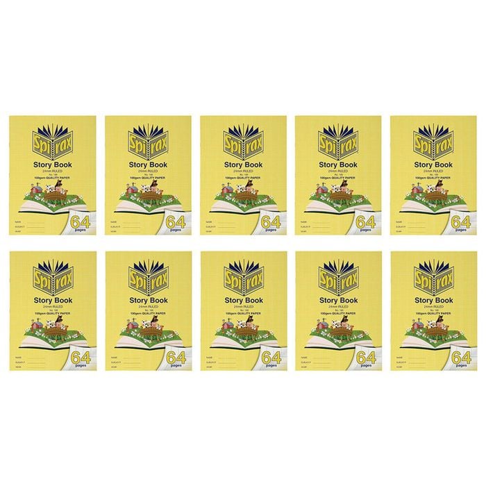 10x Spirax 169 Story Book 33.2x24cm 64 Pages 24mm Ruled 100gsm Notebook Yellow