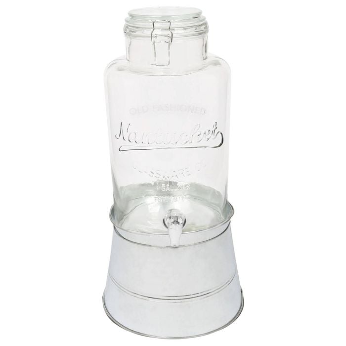 Rink Drink Glass Drinks Dispenser with Tap & Silver Bucket Stand - 8.7L