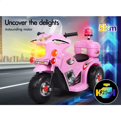 ALFORDSON Ride On Car Kids Police Motorcycle Pink Bunnings Australia