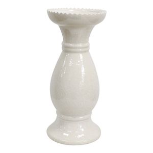 Stoneware Ceramic Lopez 29.5cm Pillar Candle Holder Home Desk Decor Large White