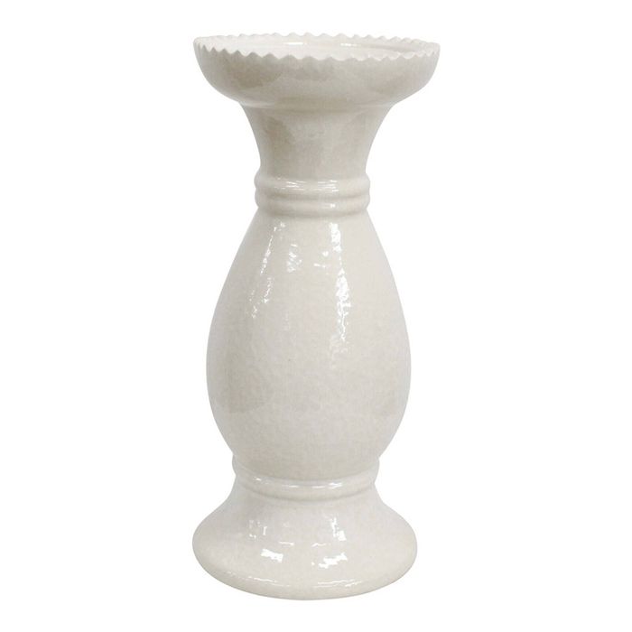 Stoneware Ceramic Lopez 29.5cm Pillar Candle Holder Home Desk Decor Large White