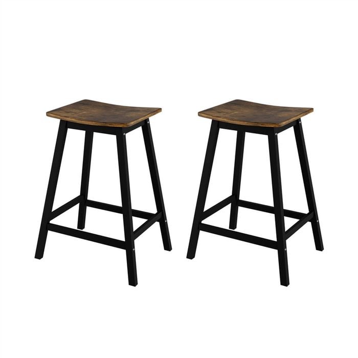 Artiss Bar Stools Set of 2 Kitchen Counter Stools Wooden Industrial Rustic Brown