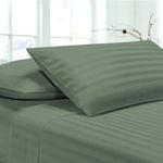 Dreamfields Double Grey 1000TC Microfibre 1cm Stripe Fitted, Flat Sheet Set