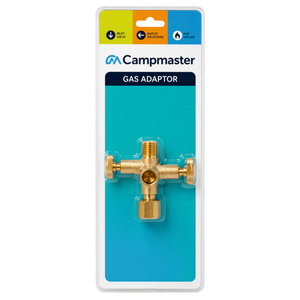Campmaster Companion Outlets Gas Adaptor 3/8"LH(F) to Dual 3/8"LH(M)