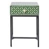 Belle Stella Bone Inlay Bedside Table w/ Drawer 45x65cm - Green