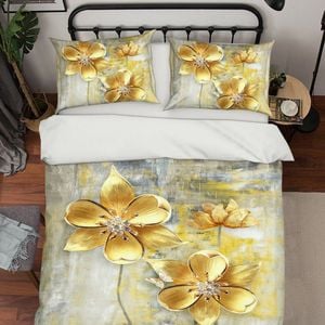 3D Golden Petals 153 Bed Pillowcases Quilt King Size
