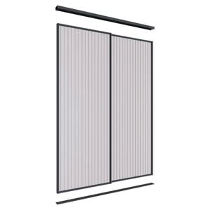 Lugna 2400 x 1201-1800mm Black VJ Panels Wardrobe Double Sliding Doors