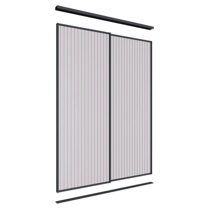 Lugna 2400 x 1201-1800mm Black VJ Panels Wardrobe Double Sliding Doors