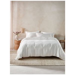 Linen House 400tc Surf Wash White Cotton Sateen Quilt Cover Set King