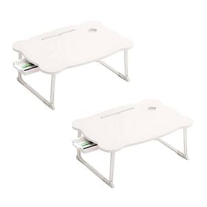 SOGA 2X White Adjustable Folding Bed Table