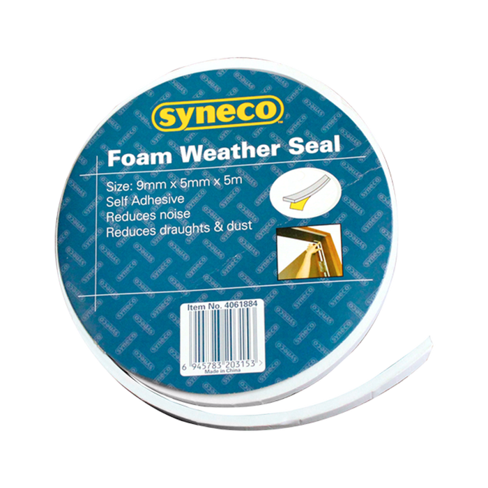 Syneco 9 x 5mm x 5m Foam Door & Window Weather Seal