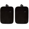2x 2PK Ladelle Lennox Cotton/Poly/Silicone 24.5cm Rectangular Pot Holder Black