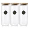 3x Lemon & Lime Glass Canister 1.4L Wooden Beach w/Lid Jar Storage Container CLR