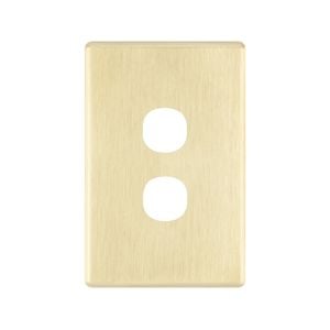 Deta S-Line Brushed Gold Finish 2 Gang Switch Cover Plate - Brushed Gold